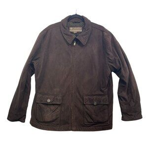 Columbia Mens Faux Suede Sherpa Lining Jacket XL Brown Full Zip Closure